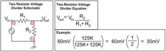 Two Resistor Voltage Divider Schematic
