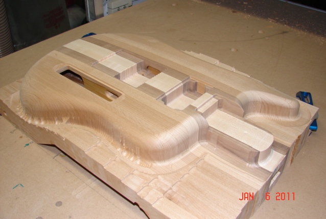 Front of guitar after further machining