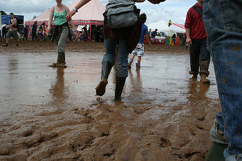 rain at a music festival